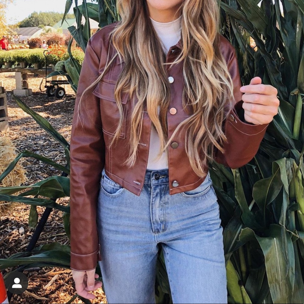 princess polly brown cropped jacket